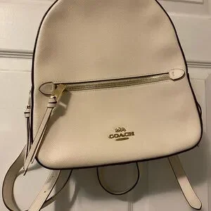 Coach | Bags | Coach Cream Leather Backpack With Gold 